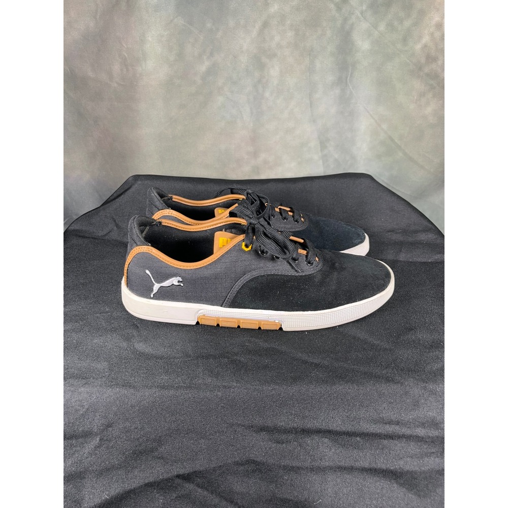 Puma Mens Black Suede Canvas Low Top Sneakers 305638 01 Size 9